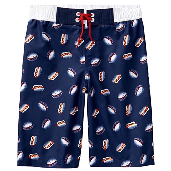 Crazy 8 Boys Drawstring Swim Trunk Food Print 🌭🍔 - Picture 1 of 2